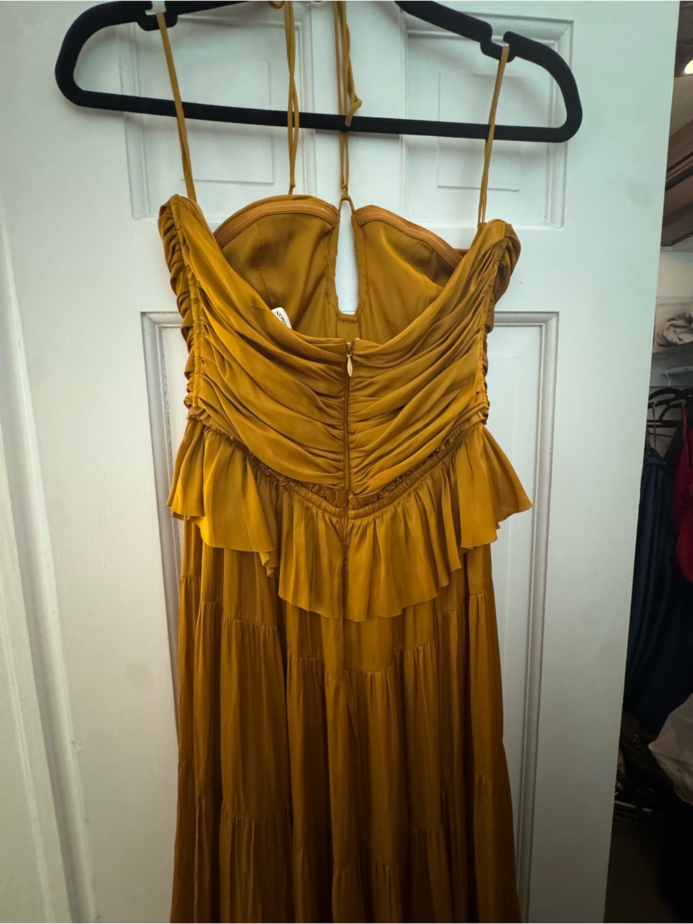 Ulla Johnson Goldenrod Silk Tiered Maxi Dress with Drawstring Peplum - Picture 5 of 7